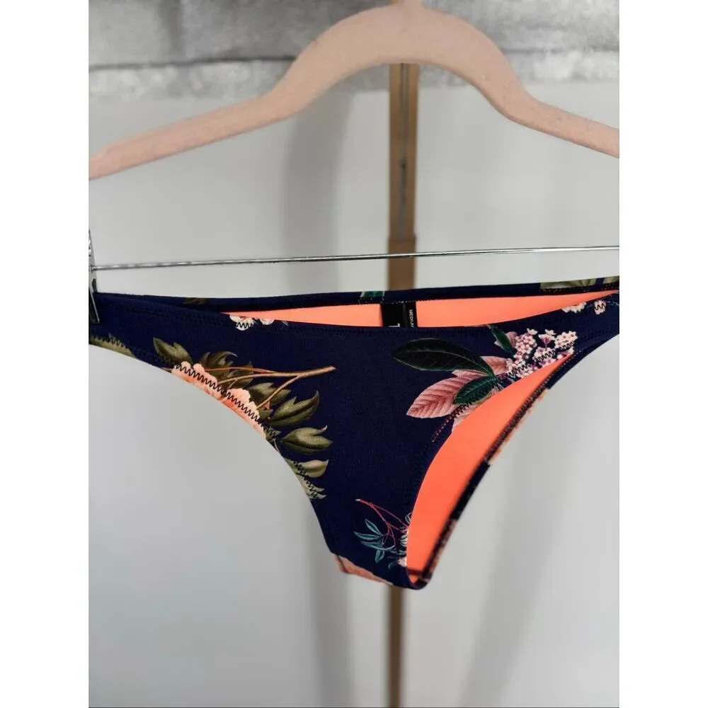 Triangl Navy Floral Neoprene Cheeky Bikini Bottoms Size Medium